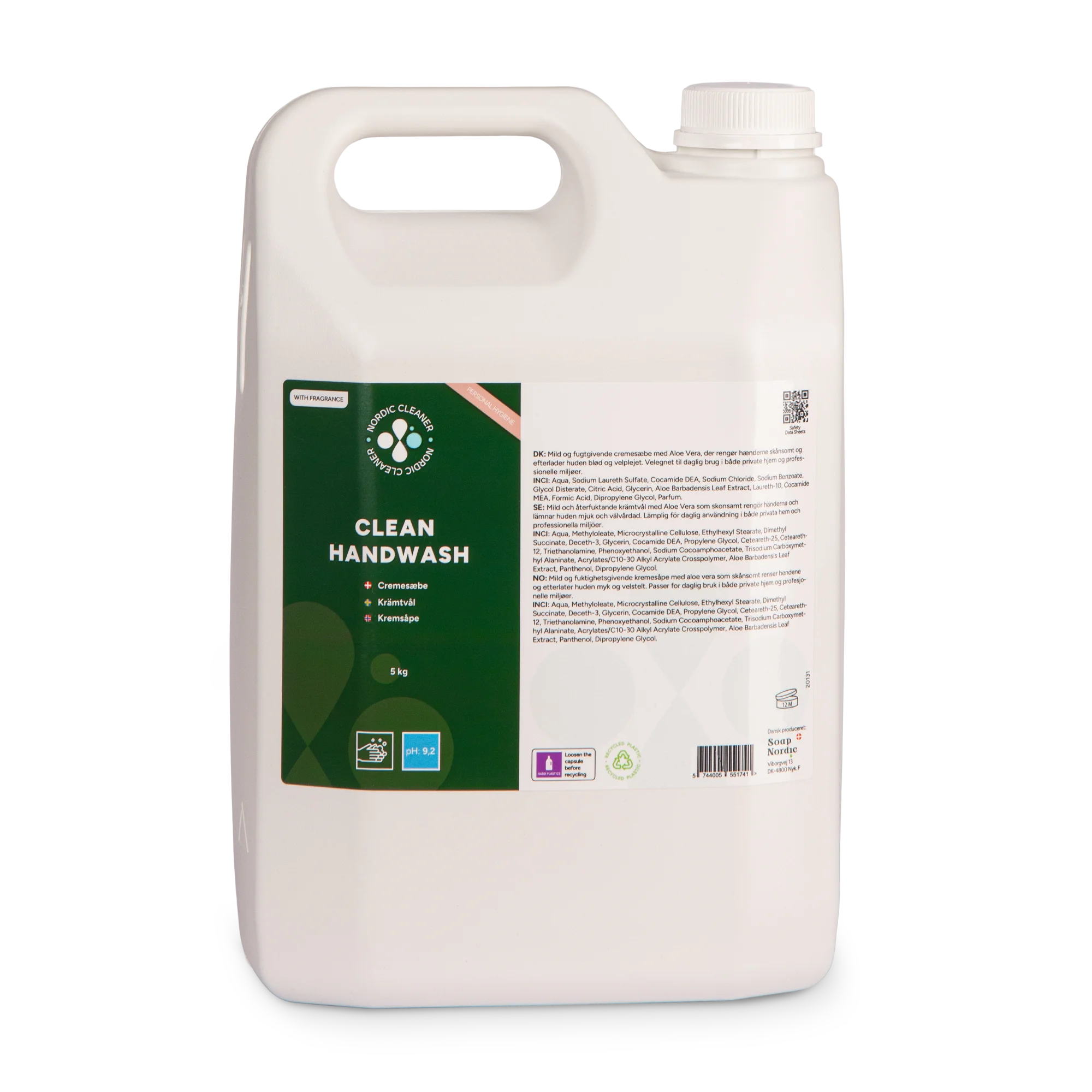 Clean Handwash - Cremesæbe m/Aloe Vera 3x5 kg